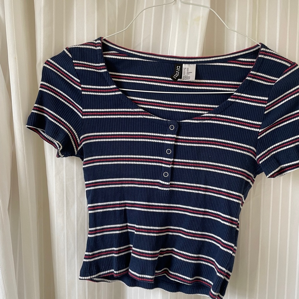 H&M Striped Crop Top Shirt